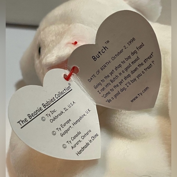 Ty Beanie Babies Butch The Bull Terrier Dog PVC Pellets RARE Retired - Picture 5 of 7
